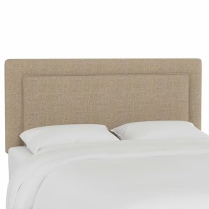 Headboards |   Ana Queen Upholsterd Border Headboard, Linen Sandstone Bedroom Headboards