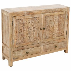 Accent Chests & Cabinets |   Carter Weatherly 2-Door 2-Drawer Solid Wood Accent Cabinet, White Wash Accent Chests & Cabinets Accent Chests & Cabinets