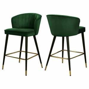 Bar Stools & Counter Stools |   Cassie Velvet Upholstered Stool (Set Of 2), Green Bar Stools & Counter Stools Bar Stools & Counter Stools