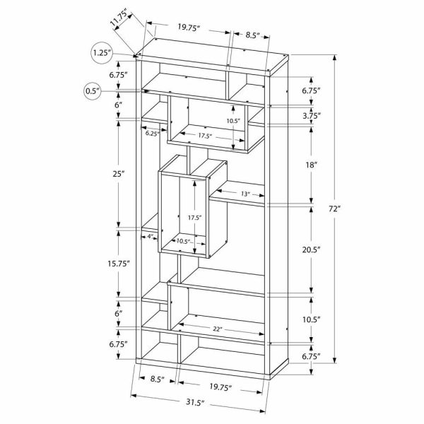 Bookcases |   Bookshelf, Bookcase, Etagere, 72″H, Office, Bedroom, Laminate, White Bookcases Bookcases