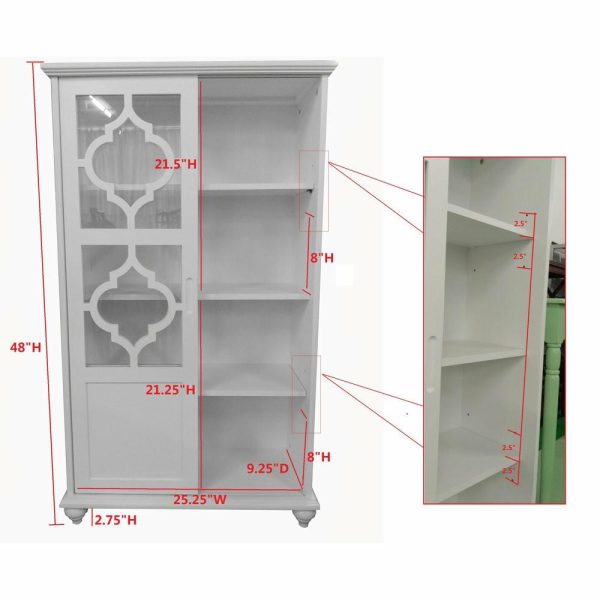 Bookcases |   Callum Wood Curio Bookcase With Sliding Glass Doors, White Bookcases Bookcases