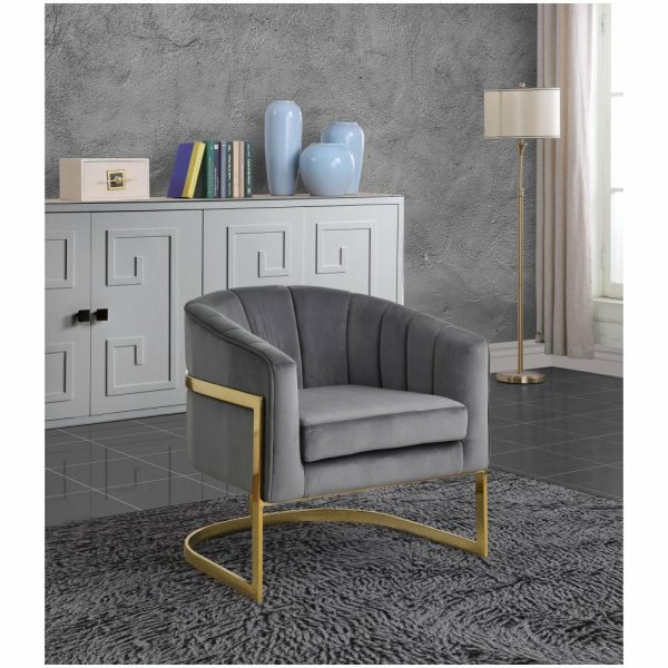 Chairs |   Carter Velvet Upholstered Accent Chair, Gray Chairs Chairs