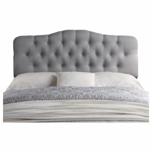 Headboards |   Charlotte Upholstered Panel Headboard, Gray, Queen Bedroom Headboards