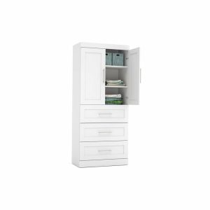 Storage Cabinets |   Bestar Pur 36W Wardrobe With Drawers In White – Engineered Wood Furniture Storage Cabinets