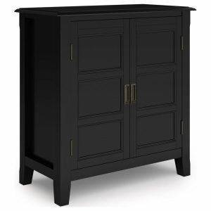 Storage Cabinets |   Burlington Solid Wood Low Storage Cabinet, Black Furniture Storage Cabinets