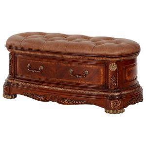 Bedroom Benches |   Cortina Leather Bedside Bench With Storage, Honey Walnut Bedroom Bedroom Benches