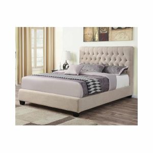 Beds |   Coaster Chloe Upholstered Tufted Fabric Queen Panel Bed In Ivory Bedroom Beds