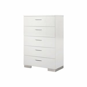 Dressers And Chests |   Coaster Felicity Contemporary Wood 5-Drawer Rectangular Chest In White Bedroom Dressers And Chests