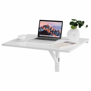 Folding Tables |   Costway Wall-Mounted Drop-Leaf Table Folding Dining Table Space Saver White Folding Tables Folding Tables