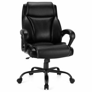 Office Chairs |   Costway 400 Lbs Big & Tall Leather Office Chair Adjustable High Back Task Chair Furniture Office Chairs