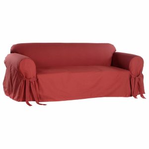 Slipcovers & Chair Covers |   Classic Slipcovers Cotton Duck 1-Piece Sofa Slipcover, Red Furniture Slipcovers & Chair Covers