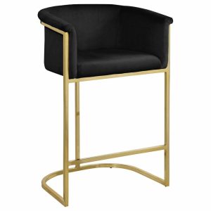 Bar Stools & Counter Stools |   Donatella Velvet Upholstered Stool, Black Bar Stools & Counter Stools Bar Stools & Counter Stools