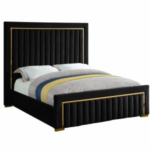 Beds |   Dolce Velvet Upholstered Bed, Black, King Bedroom Beds