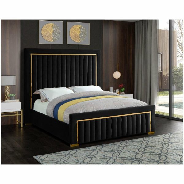 Beds |   Dolce Velvet Upholstered Bed, Black, King Bedroom Beds