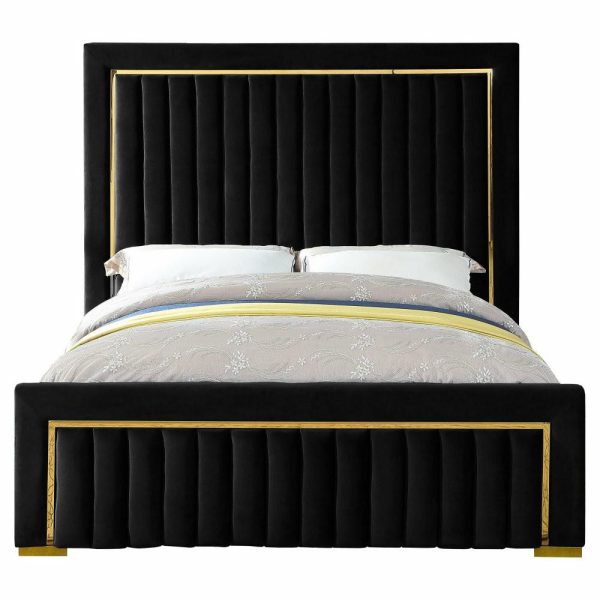 Beds |   Dolce Velvet Upholstered Bed, Black, King Bedroom Beds