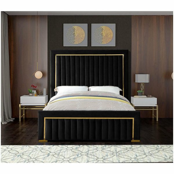 Beds |   Dolce Velvet Upholstered Bed, Black, King Bedroom Beds