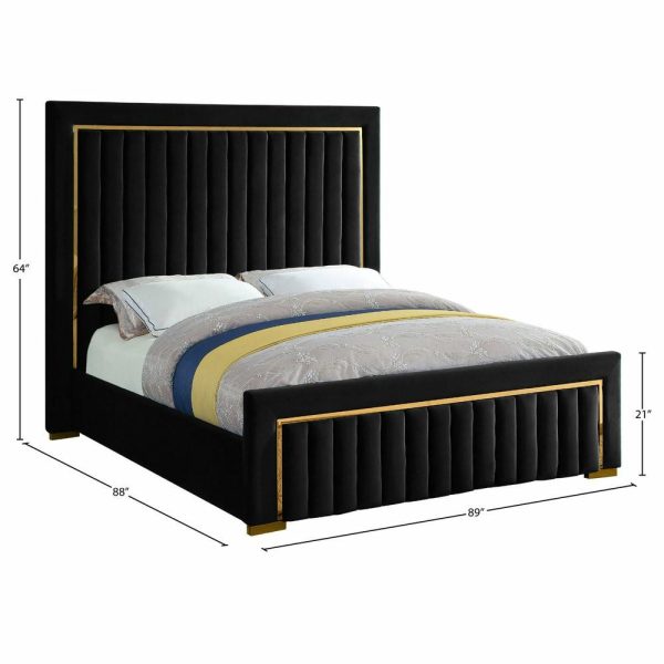 Beds |   Dolce Velvet Upholstered Bed, Black, King Bedroom Beds