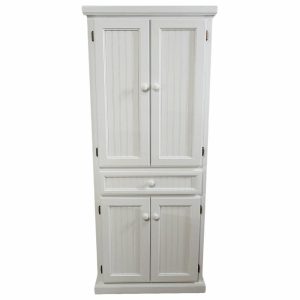 Pantry Cabinets |   Extra Wide Coastal Kitchen Pantry Cabinet, Soft White Furniture Pantry Cabinets