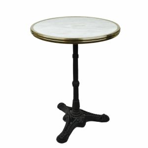 Pub & Bistro Tables |   French Bistro Table, White Marble And Iron Base, 20″ Diameter Furniture Pub & Bistro Tables