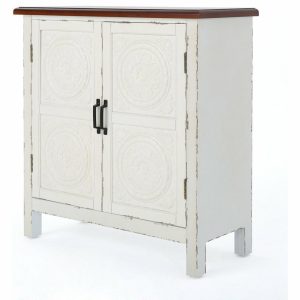 Accent Chests & Cabinets |   Gdf Studio Aliana Shabby Painted Accent Cabinet, Distressed White/Brown Accent Chests & Cabinets Accent Chests & Cabinets