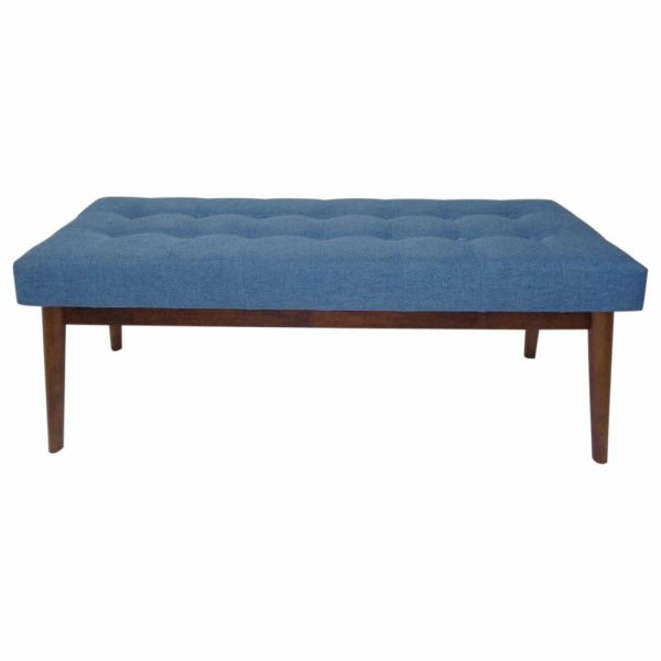 Bedroom Benches |   Gdf Studio Flora Mid Century Tufted Fabric Ottoman, Blue Bedroom Bedroom Benches