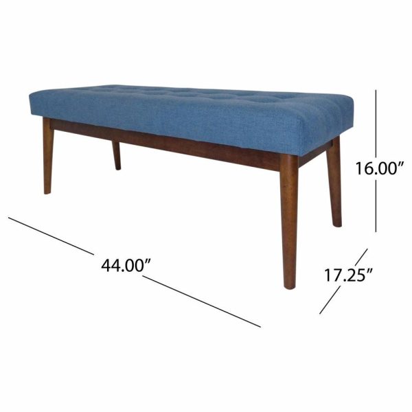 Bedroom Benches |   Gdf Studio Flora Mid Century Tufted Fabric Ottoman, Blue Bedroom Bedroom Benches