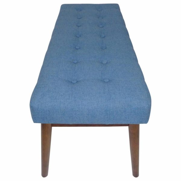 Bedroom Benches |   Gdf Studio Flora Mid Century Tufted Fabric Ottoman, Blue Bedroom Bedroom Benches