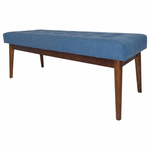 Bedroom Benches |   Gdf Studio Flora Mid Century Tufted Fabric Ottoman, Blue Bedroom Bedroom Benches