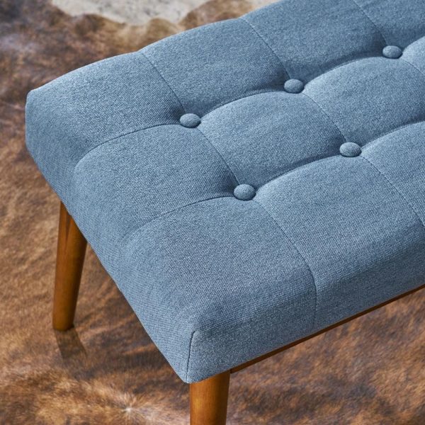 Bedroom Benches |   Gdf Studio Flora Mid Century Tufted Fabric Ottoman, Blue Bedroom Bedroom Benches