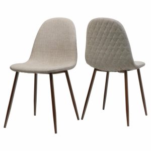 Chairs |   Gdf Studio Camden Fabric Dining Chairs With Wood Finished Legs, Set Of 2, Wheat/Dark Walnut Chairs Chairs