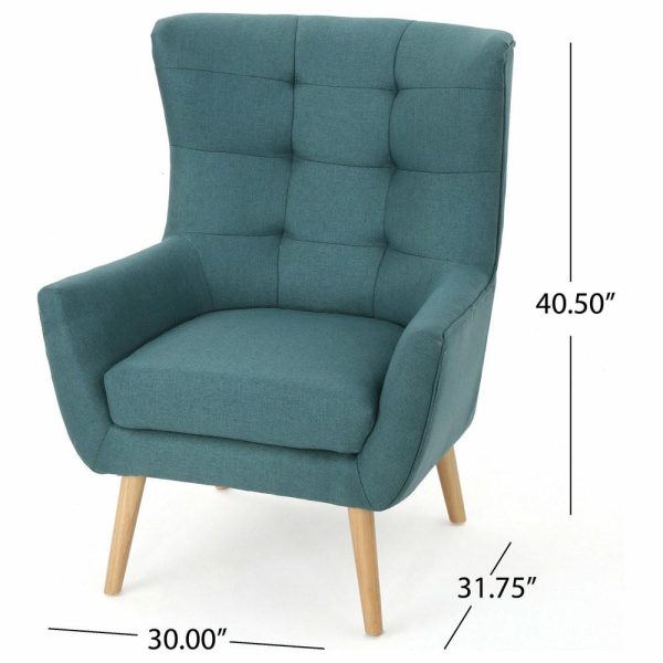 Chairs |   Gdf Studio Temescal Mid Century Modern Dark Teal Fabric Club Chair, Dark Teal Chairs Chairs