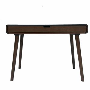 Desks |   Gdf Studio Rex Mid Century Rubberwood Writing Desk, Charcoal Gray/Medium Brown Desks Desks