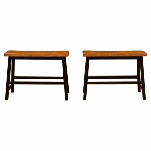 Dining Benches |   Gdf Studio Toluca Saddle Wood Counter Dining Benches, Set Of 2