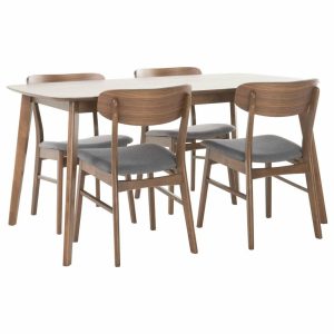 Dining Sets |   Gdf Studio Lucille Mid-Century Modern 5 Piece Dining Set, Dark Gray Dining Sets Dining Sets