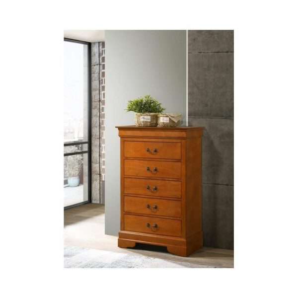 Dressers And Chests |   Glory Furniture Louis Phillipe 5 Drawer Chest In Oak Bedroom Dressers And Chests