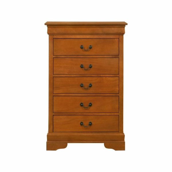 Dressers And Chests |   Glory Furniture Louis Phillipe 5 Drawer Chest In Oak Bedroom Dressers And Chests