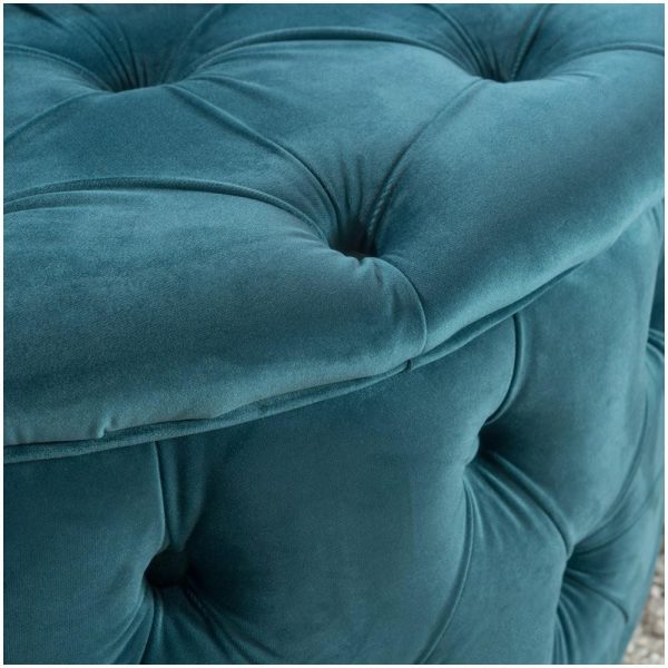 Footstools & Ottomans |   Gdf Studio Maelyn Modern Glam Tufted Velvet Round Ottoman, Teal Footstools & Ottomans Footstools & Ottomans