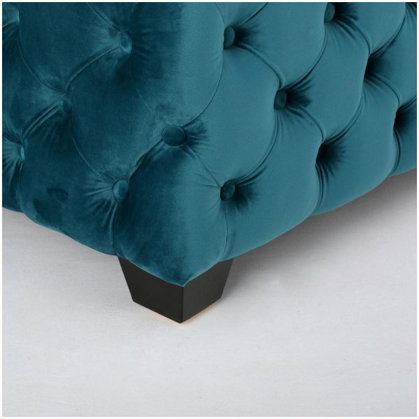 Footstools & Ottomans |   Gdf Studio Provence Dark Teal Tufted Velvet Fabric Square Ottoman Bench, Dark Teal Footstools & Ottomans Footstools & Ottomans