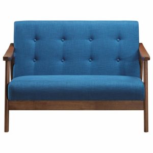 Sofas & Sectionals |   Gdf Studio Buda Mid-Century Modern Settee, Navy Blue/Brown Furniture Sofas & Sectionals