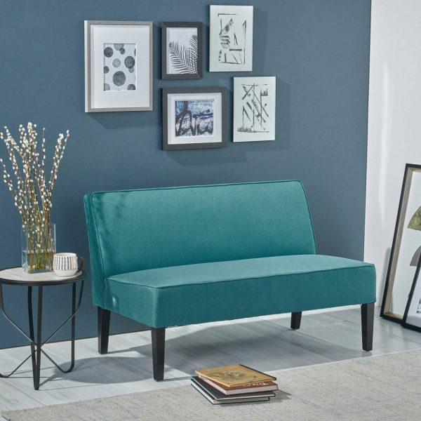 Sofas & Sectionals |   Gdf Studio Charlotte Modern Simple Elegant Fabric Loveseat, Dark Teal Furniture Sofas & Sectionals