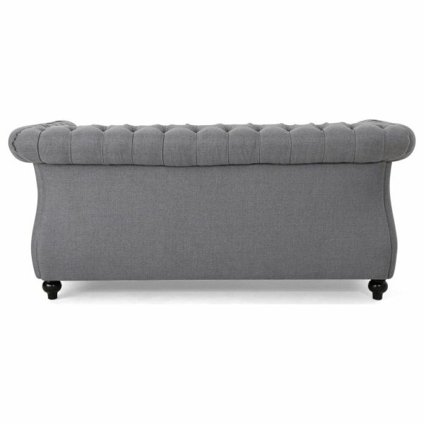 Sofas & Sectionals |   Gdf Studio Kyle Traditional Chesterfield Loveseat Sofa, Dark Gray/Dark Brown Furniture Sofas & Sectionals