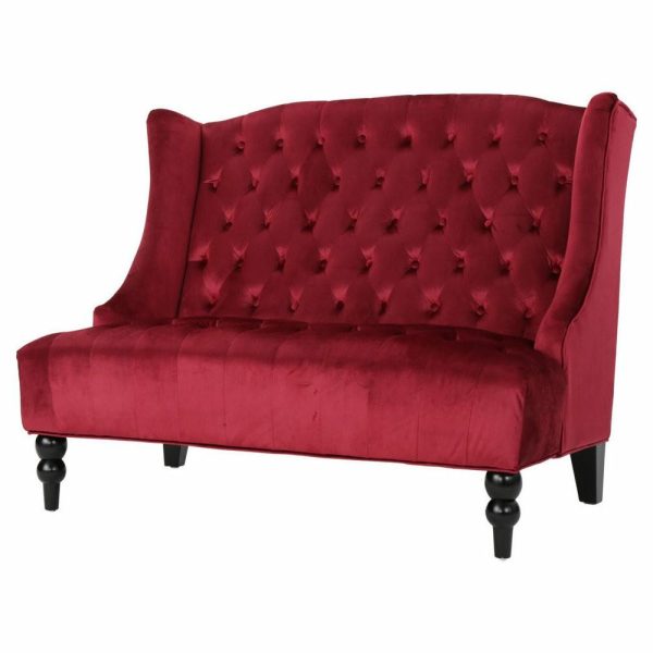 Sofas & Sectionals |   Gdf Studio Leona Traditional High Back Tufted Winged Fabric Loveseat, Wine Furniture Sofas & Sectionals