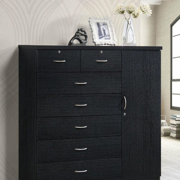 Dressers And Chests |   Hodedah 7 Drawer Chest  In Black Bedroom Dressers And Chests