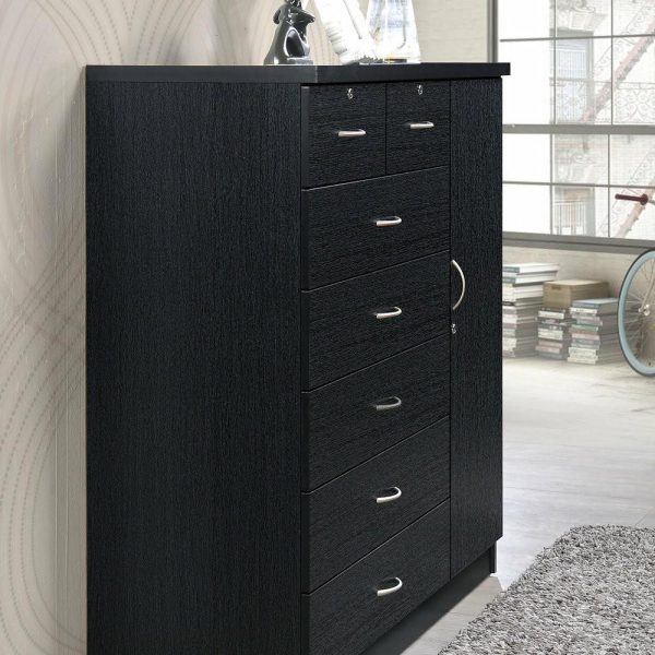 Dressers And Chests |   Hodedah 7 Drawer Chest  In Black Bedroom Dressers And Chests