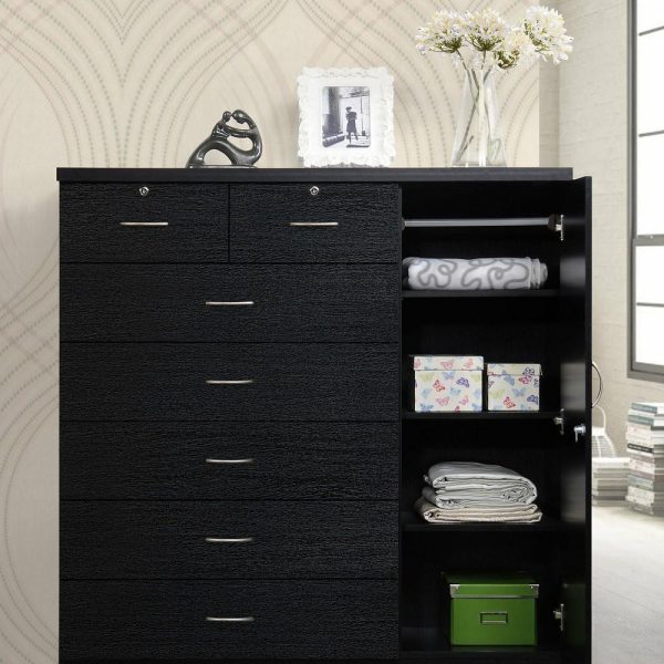 Dressers And Chests |   Hodedah 7 Drawer Chest  In Black Bedroom Dressers And Chests