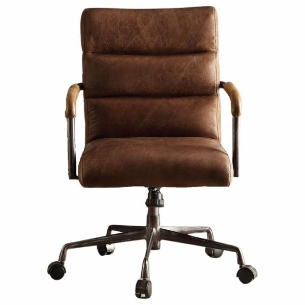 Office Chairs |   Harith Top Grain Leather Office Chair, Retro Brown, Retro Brown Furniture Office Chairs