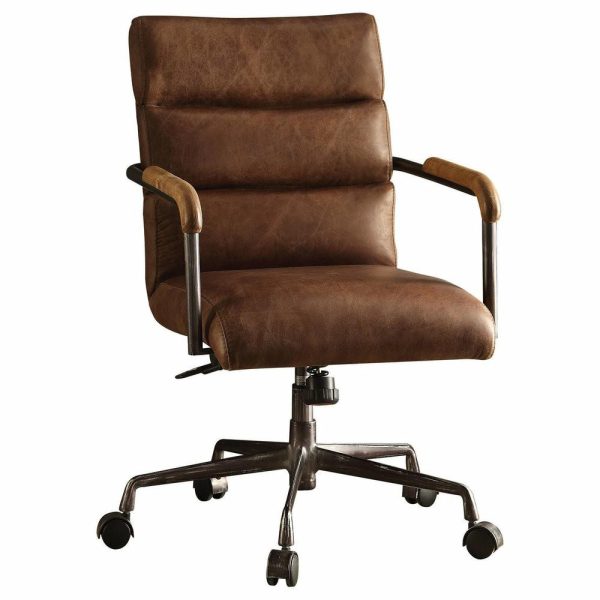 Office Chairs |   Harith Top Grain Leather Office Chair, Retro Brown, Retro Brown Furniture Office Chairs