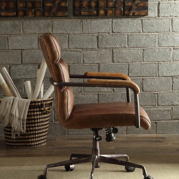 Office Chairs |   Harith Top Grain Leather Office Chair, Retro Brown, Retro Brown Furniture Office Chairs